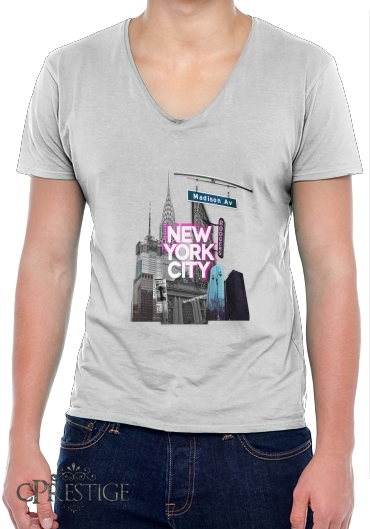 T-Shirt homme Col V New York City II [pink]