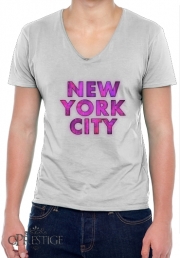 T-Shirt homme Col V New York City Broadway - Couleur rose 