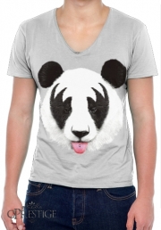 T-Shirt homme Col V Panda Punk