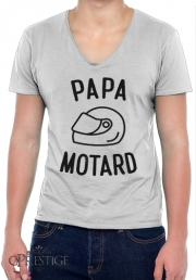 T-Shirt homme Col V Papa Motard Moto Passion