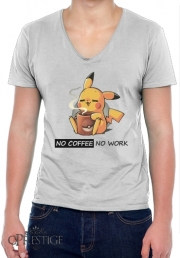 T-Shirt homme Col V Pikachu Coffee Addict