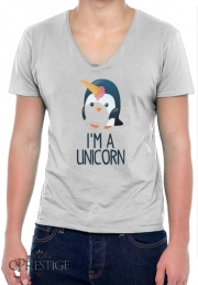 T-Shirt homme Col V Pingouin wants to be unicorn