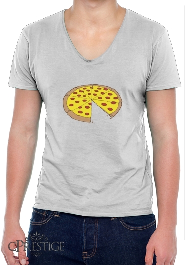 T-Shirt homme Col V Pizza Delicious