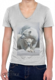T-Shirt homme Col V Polar bear family