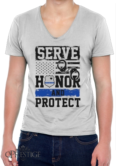T-Shirt homme Col V Police Serve Honor Protect