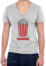 T-Shirt homme Col V Popcorn movie and chill