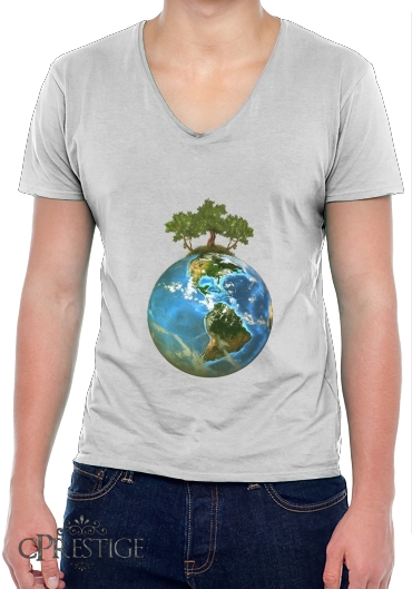T-Shirt homme Col V Protégeons la nature - ecologie