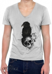 T-Shirt homme Col V Raven and Skull