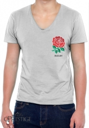 T-Shirt homme Col V Rose Flower Rugby England
