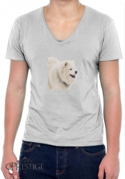 T-Shirt homme Col V samoyede dog