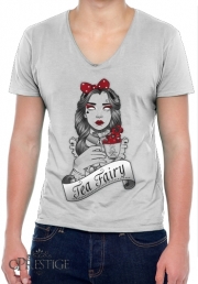 T-Shirt homme Col V Scary zombie Alice drinking tea