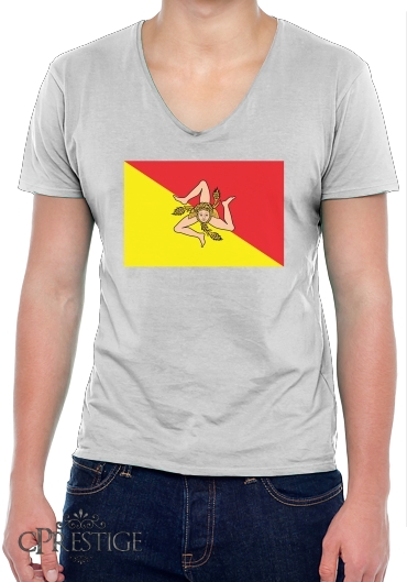 T-Shirt homme Col V Sicile Flag