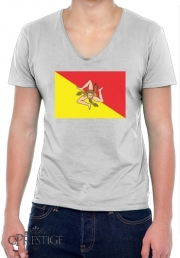 T-Shirt homme Col V Sicile Flag