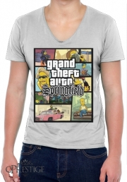T-Shirt homme Col V Simpsons Springfield Feat GTA