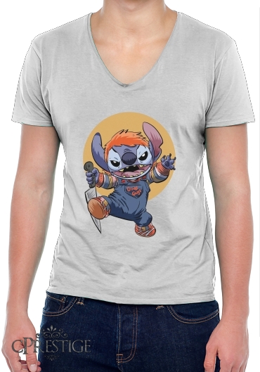 T-Shirt homme Col V Stitch X Chucky Halloween