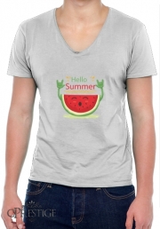 T-Shirt homme Col V Summer pattern with watermelon