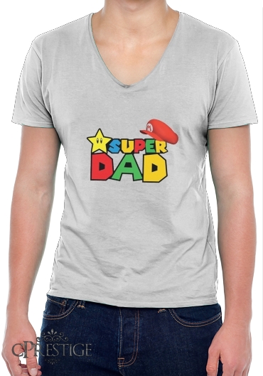 T-Shirt homme Col V Super Dad Mario humour