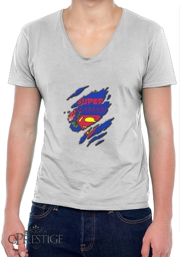 T-Shirt homme Col V Super Maman