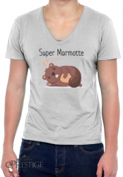 T-Shirt homme Col V Super marmotte