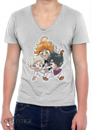T-Shirt homme Col V The Promised Neverland - Emma, Ray, Norman Chibi