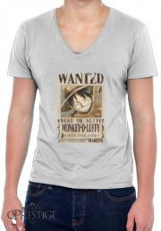 T-Shirt homme Col V Wanted Luffy Pirate