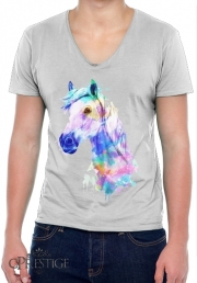 T-Shirt homme Col V Watercolor Cheval