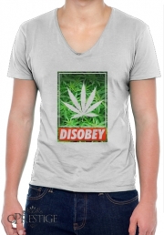 T-Shirt homme Col V Weed Cannabis Disobey