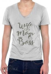 T-Shirt homme Col V Wife Mom Boss