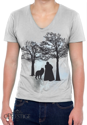 T-Shirt homme Col V Wolf Snow