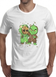 T-Shirt Manche courte cold rond Baby Groot and Grinch Christmas