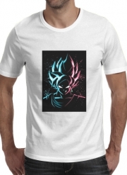 T-Shirt Manche courte cold rond Black Goku Face Art Blue and pink hair
