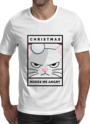 T-Shirt Manche courte cold rond Christmas makes me Angry cat