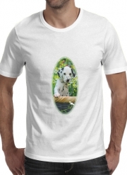 T-Shirt Manche courte cold rond chiot dalmatien dans un panier