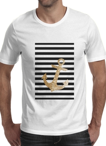 T-Shirt Manche courte cold rond gold glitter anchor in black