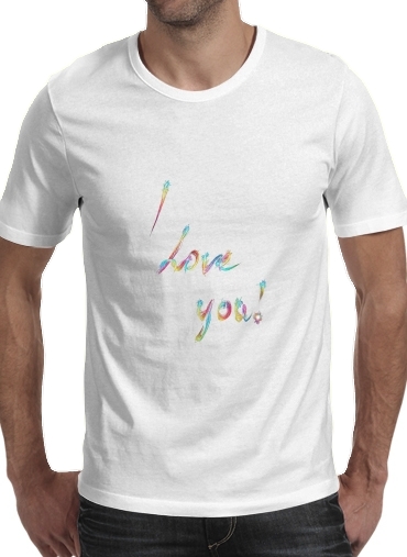 T-Shirt Manche courte cold rond I love you texte rainbow