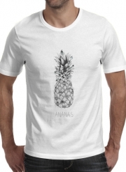 T-Shirt Manche courte cold rond Ananas en noir et blanc