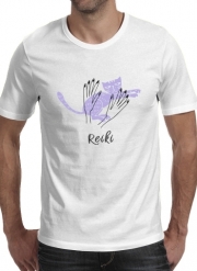 T-Shirt Manche courte cold rond Reiki Animal chat violet