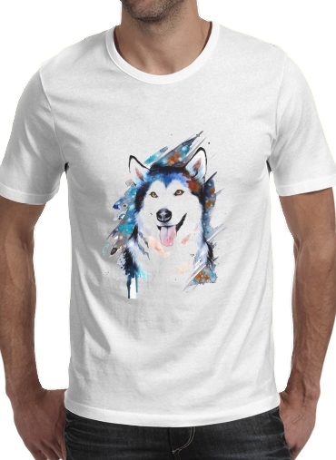 T-Shirt Manche courte cold rond Siberian husky watercolor