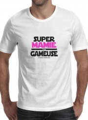 T-Shirt Manche courte cold rond Super mamie et gameuse - Cadeau grand mère