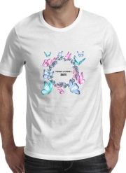 T-Shirt Manche courte cold rond Watercolor Papillon Mariage invitation