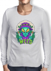 T-Shirt homme manche longue Alien smoking cannabis cbd