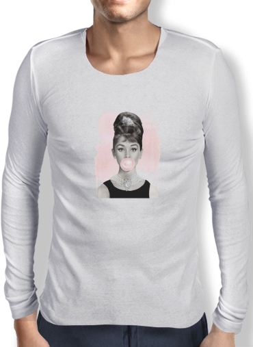 T-Shirt homme manche longue Audrey Hepburn bubblegum