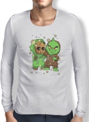 T-Shirt homme manche longue Baby Groot and Grinch Christmas