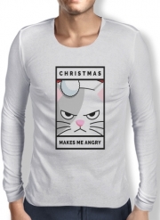 T-Shirt homme manche longue Christmas makes me Angry cat