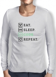 T-Shirt homme manche longue Eat Sleep Code Repeat