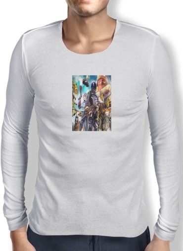 T-Shirt homme manche longue Fortnite Artwork avec skins et armes