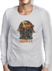 T-Shirt homme manche longue Halloween Pumpkin Crow Graveyard