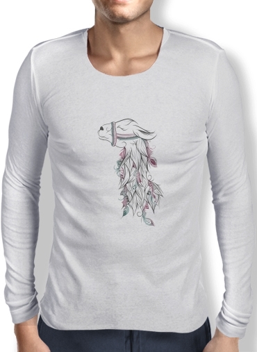 T-Shirt homme manche longue Llama Heureux