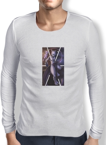 T-Shirt homme manche longue Mew And Mewtwo Fanart