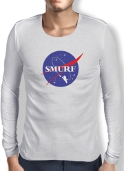 T-Shirt homme manche longue Nasa Parodie Smurfs in Space